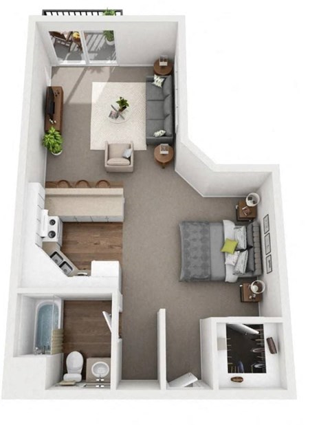 Floor plan for studio, 1 bath, 486 sqft